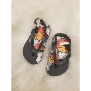 Sports theme flip flops